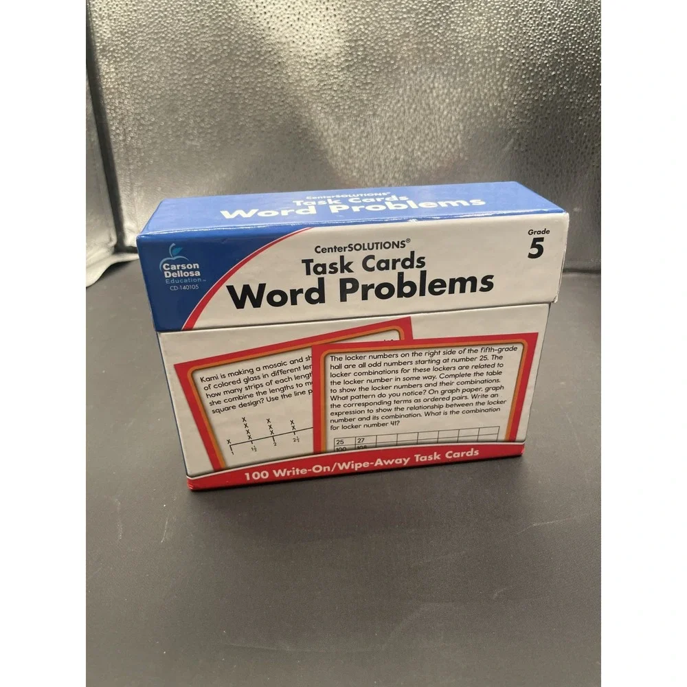Task Cards School Math Word Problems Grade 5 Carson Dellosa Center Solutions New
